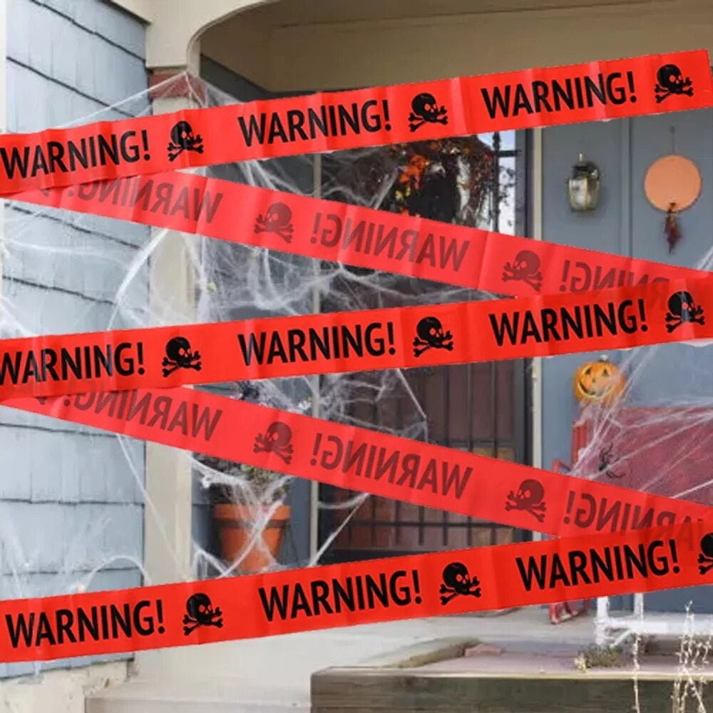Halloween Caution Tape Rolls with Yellow and Black Warning Print, 16.4ft