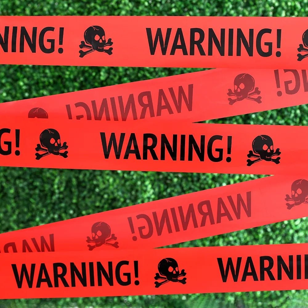 Halloween Caution Tape Rolls with Yellow and Black Warning Print, 16.4ft