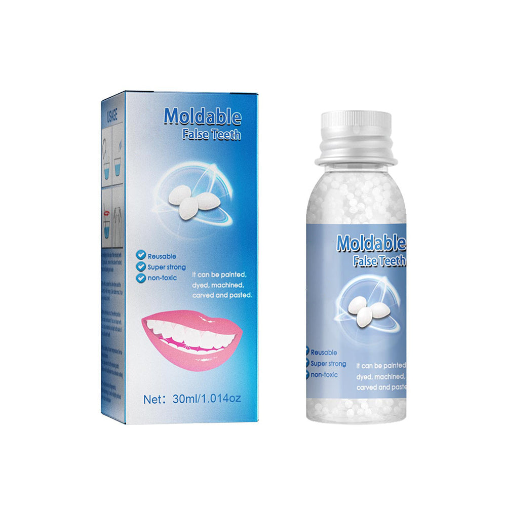 Moldable Tooth Repair Kit with Heat Activated Polymer Beads and Custom Fit Shaping