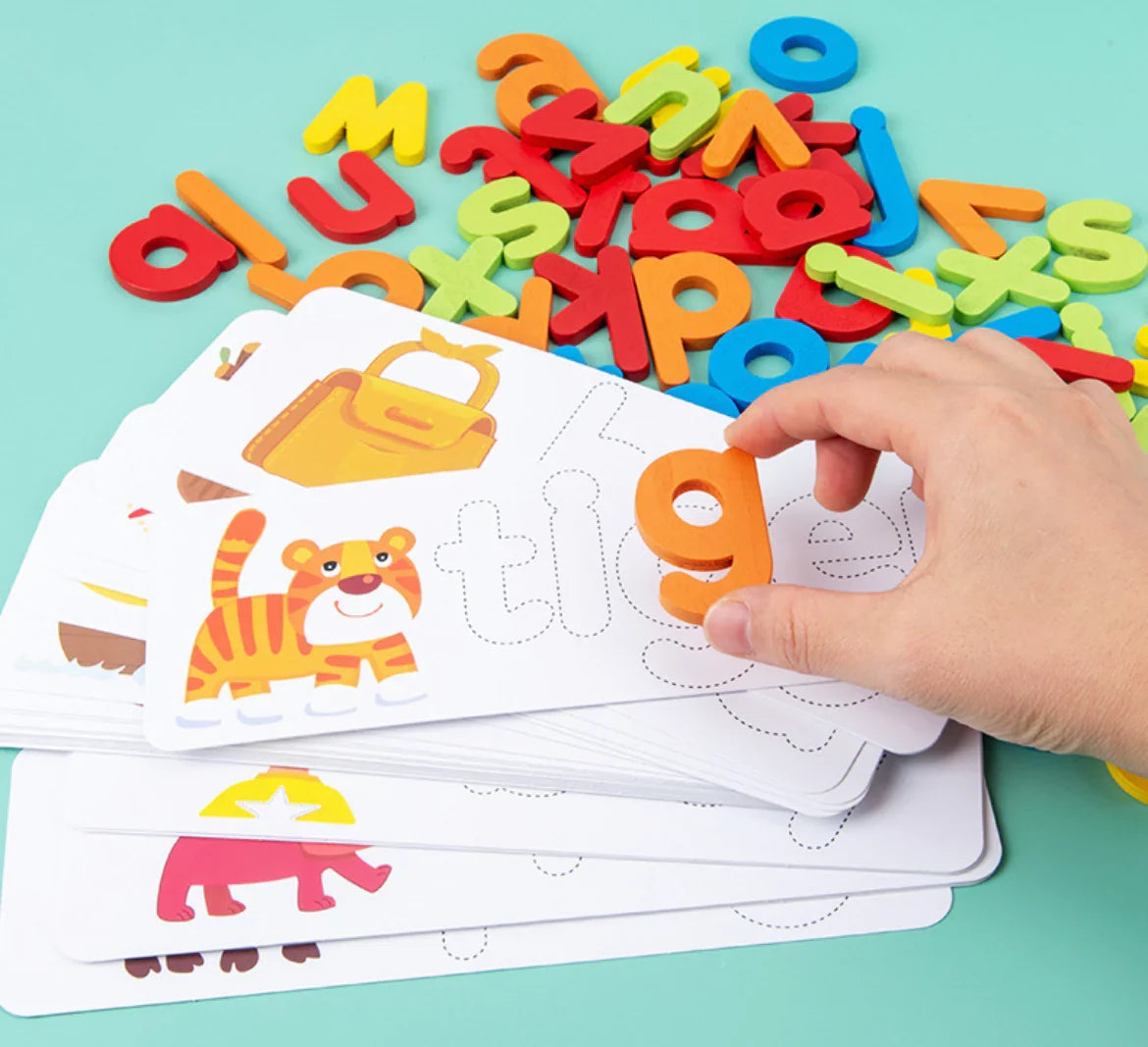 Letter Tiles Word Building Set with Picture Cards and Sound Matching