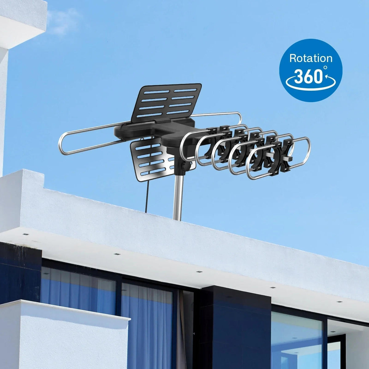 Motorized HD TV Antenna with Remote Control and 360 Rotation, 33ft Cable