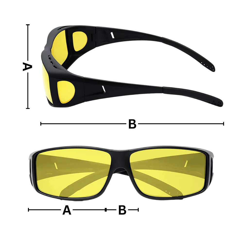 Over Glasses Night Driving Glasses with Polarized Lenses and Extended Side View