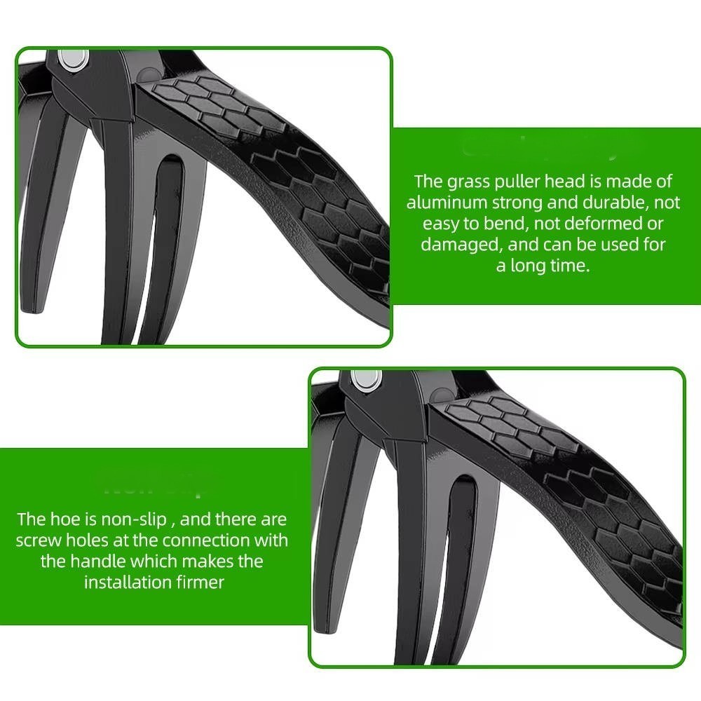 Weed Puller with Foot Pedal Activation and Four Steel Claws, Bamboo Handle