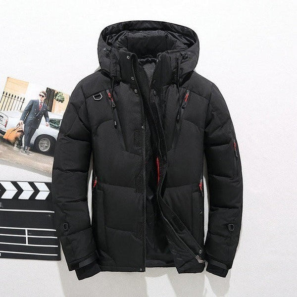 Hooded Zip Jacket with Thick Polyester and Removable Hood for Fall Winter