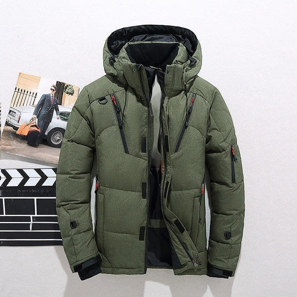 Hooded Zip Jacket with Thick Polyester and Removable Hood for Fall Winter