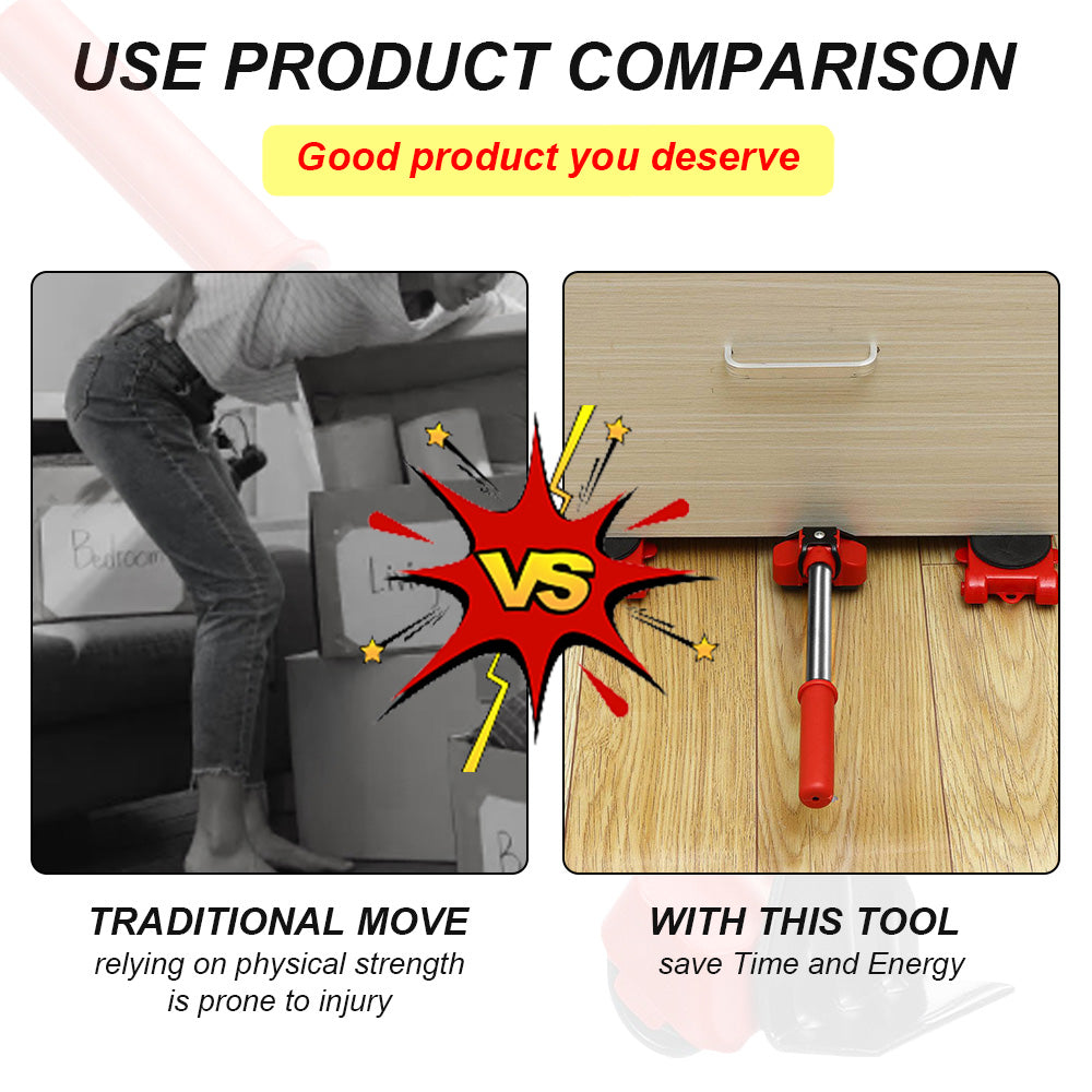 Rotating Furniture Pads with Lifting Bar and 360-Degree Wheels, Non-Marking