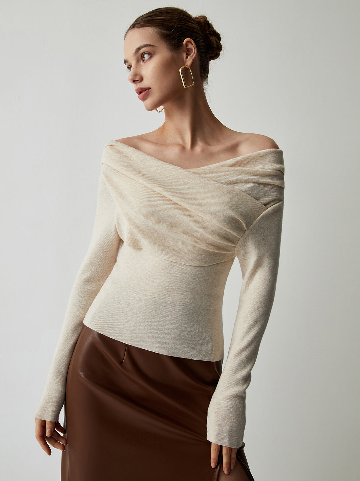 Knit Top with Polyester Acrylic Blend and Long Sleeves for Layering