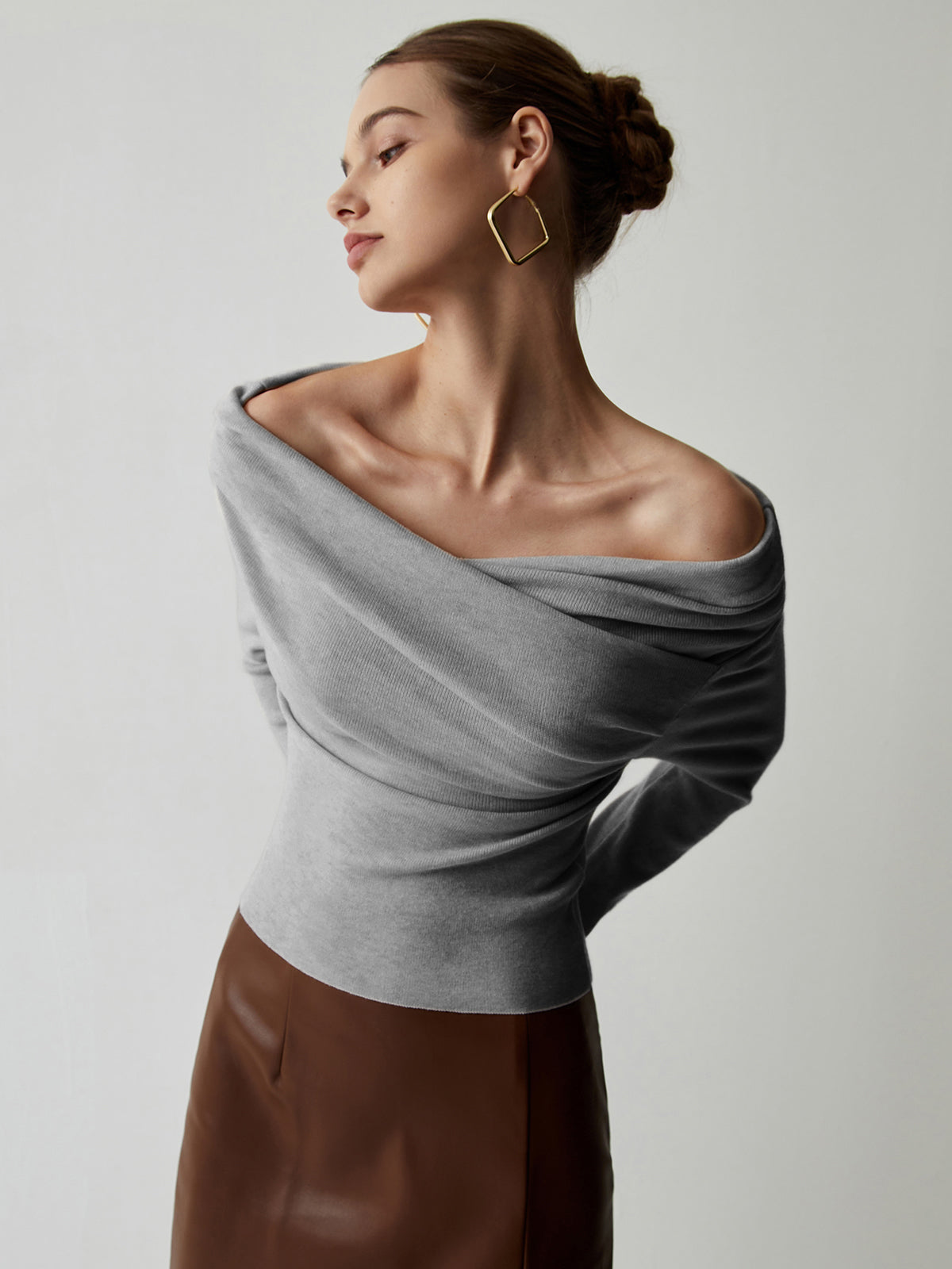Knit Top with Polyester Acrylic Blend and Long Sleeves for Layering