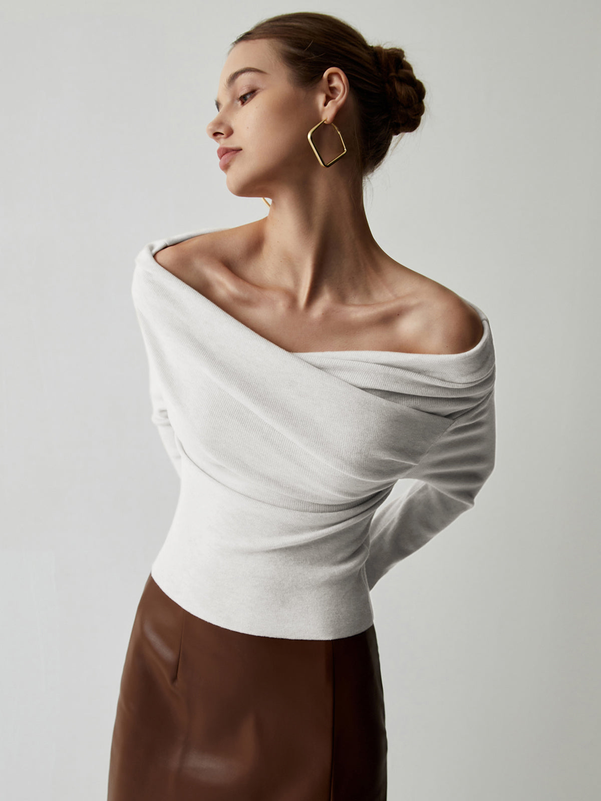 Knit Top with Polyester Acrylic Blend and Long Sleeves for Layering