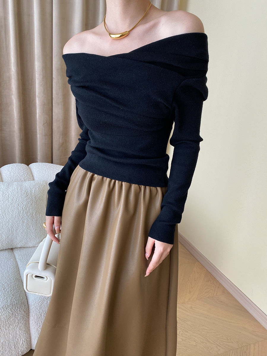 Knit Top with Polyester Acrylic Blend and Long Sleeves for Layering
