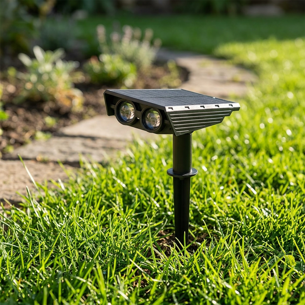 Outdoor Solar Spotlight with Adjustable Zoom Lens and RGB Color Options - Alverraliving