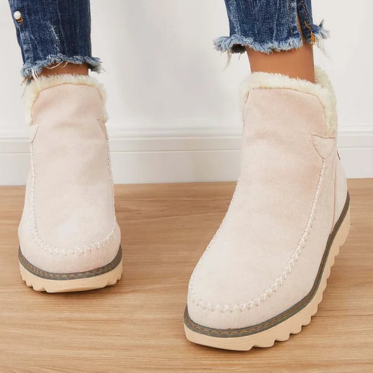 Insulated Ankle Boots with Slip-On Elastic Lace and Textured Grip Sole