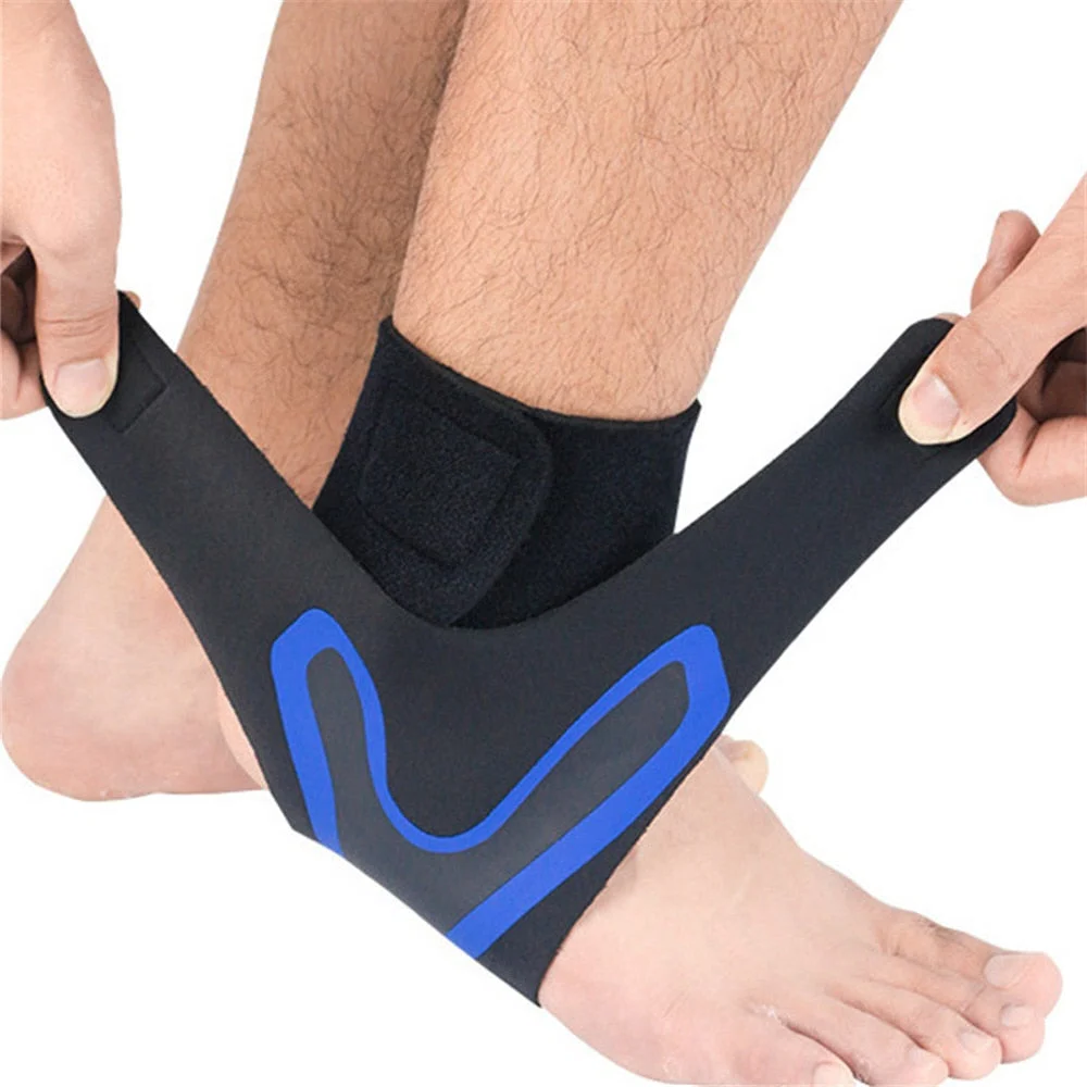 Adjustable Ankle Brace with Neoprene Compression Sleeve and Strap Support