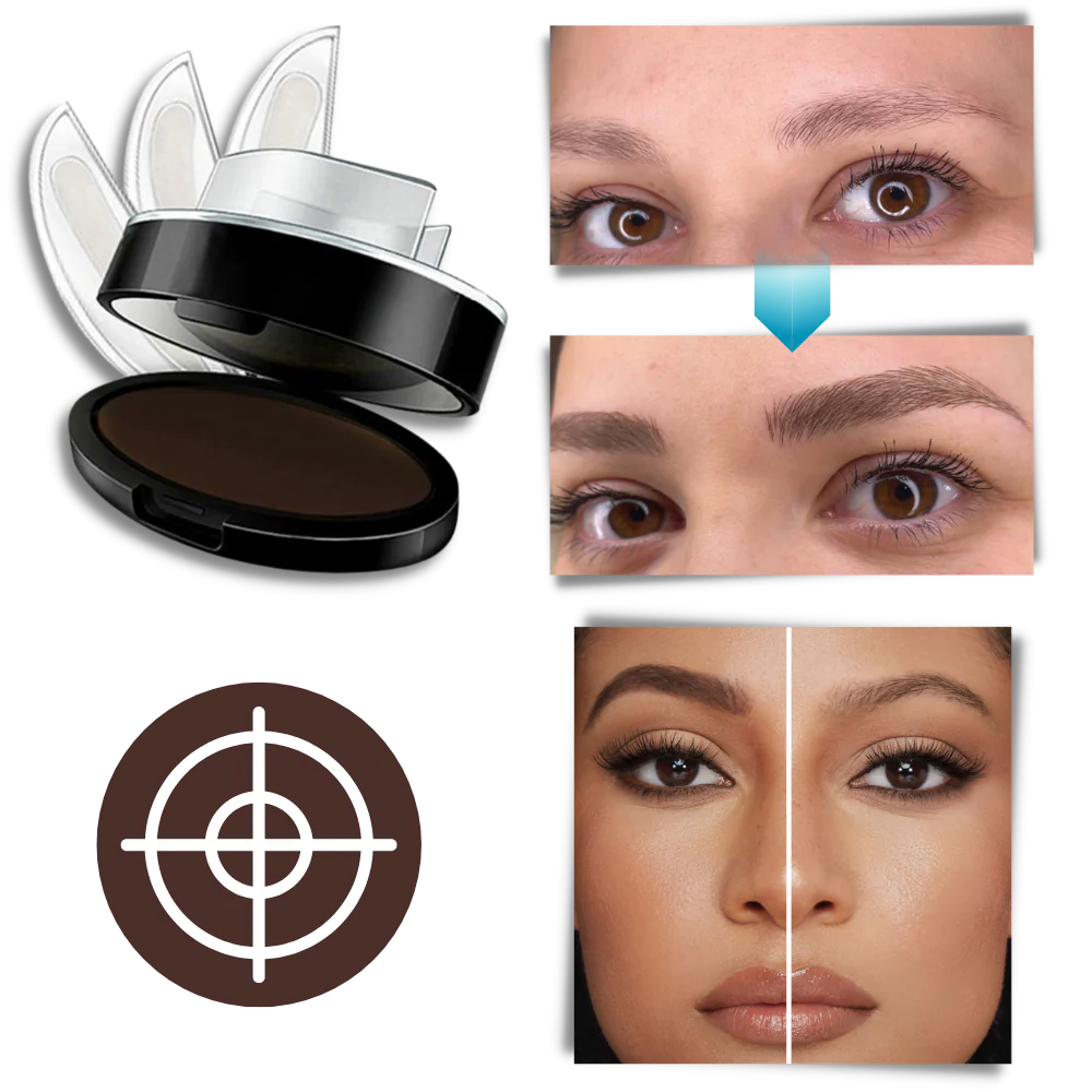 Eyebrow Stamp Set with Dual Applicators and Water-Resistant Powder, Light Brown Dark Brown and Light Gray