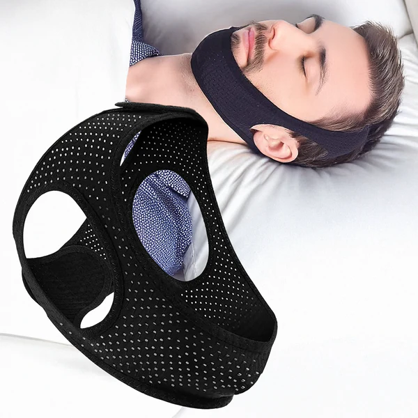 Anti Snoring Chin Strap with Adjustable Closure and Breathable Fabric, Washable Design