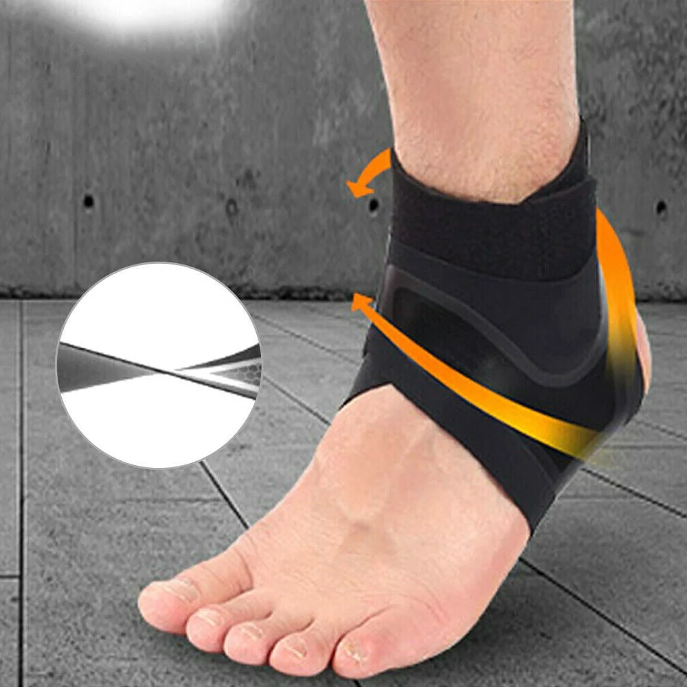 Adjustable Ankle Brace with Neoprene Compression Sleeve and Strap Support