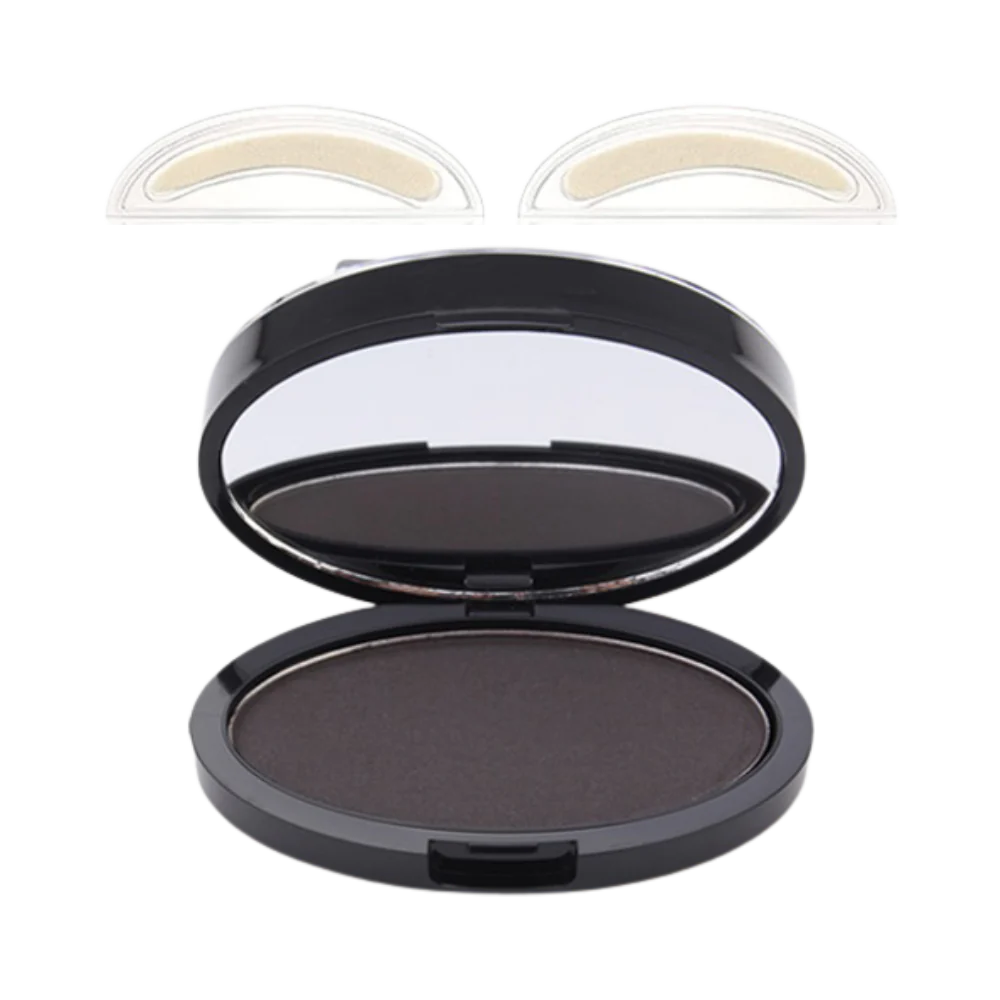 Eyebrow Stamp Set with Dual Applicators and Water-Resistant Powder, Light Brown Dark Brown and Light Gray