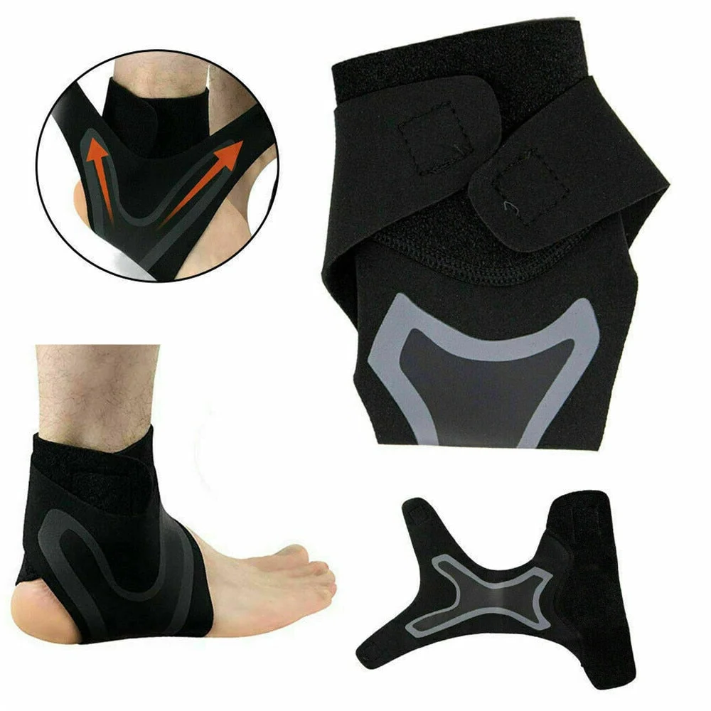 Adjustable Ankle Brace with Neoprene Compression Sleeve and Strap Support