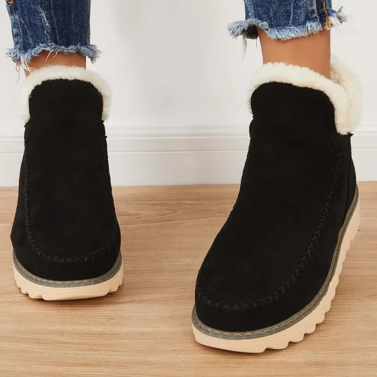 Insulated Ankle Boots with Slip-On Elastic Lace and Textured Grip Sole