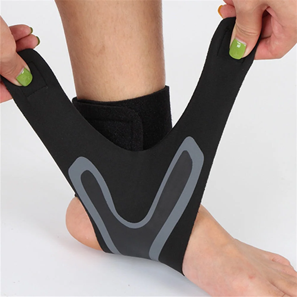 Adjustable Ankle Brace with Neoprene Compression Sleeve and Strap Support