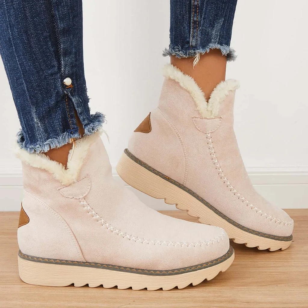 Insulated Ankle Boots with Slip-On Elastic Lace and Textured Grip Sole