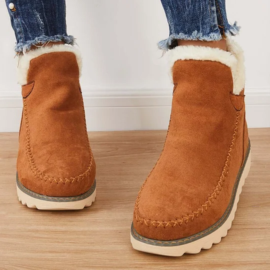 Insulated Ankle Boots with Slip-On Elastic Lace and Textured Grip Sole