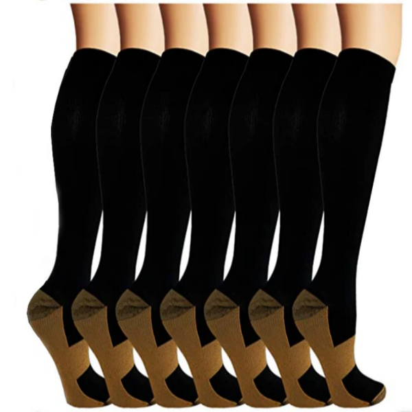 Compression Socks with Copper Infused Fabric and Graduated Pressure, 7 Pairs Unisex