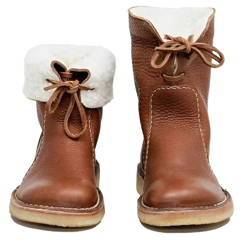 Winter Boots with Wool Lining and Natural Rubber Sole, Lace Closure