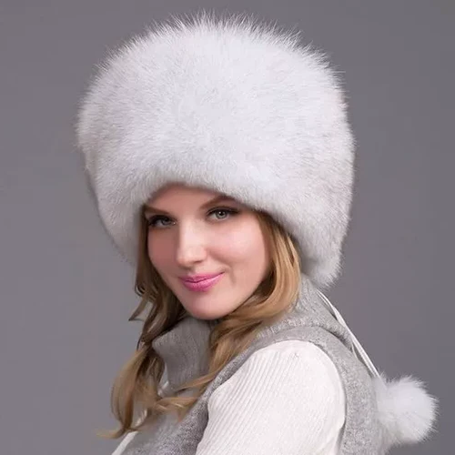 Fur Hat with Built-In Earmuffs and Full Head Coverage for Women