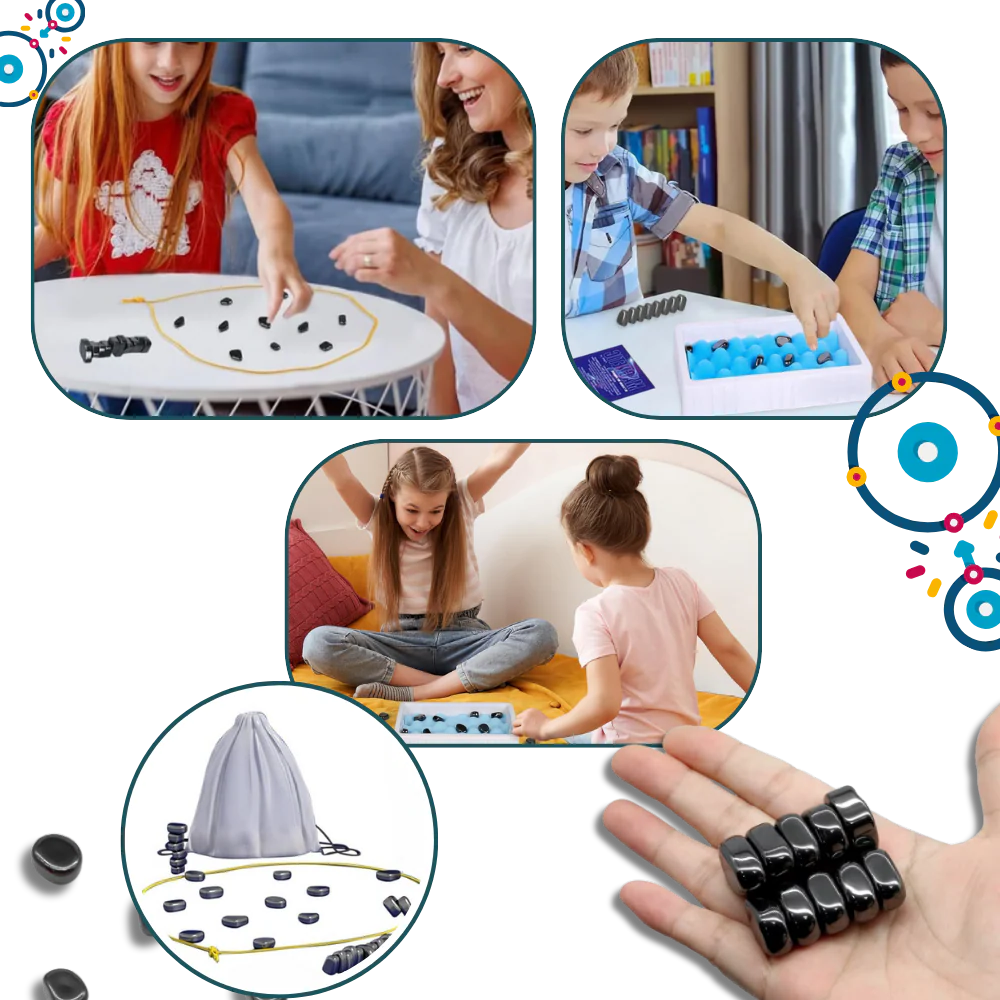 Magnetic Placement Game with Adjustable Rope Boundary and Storage Bag