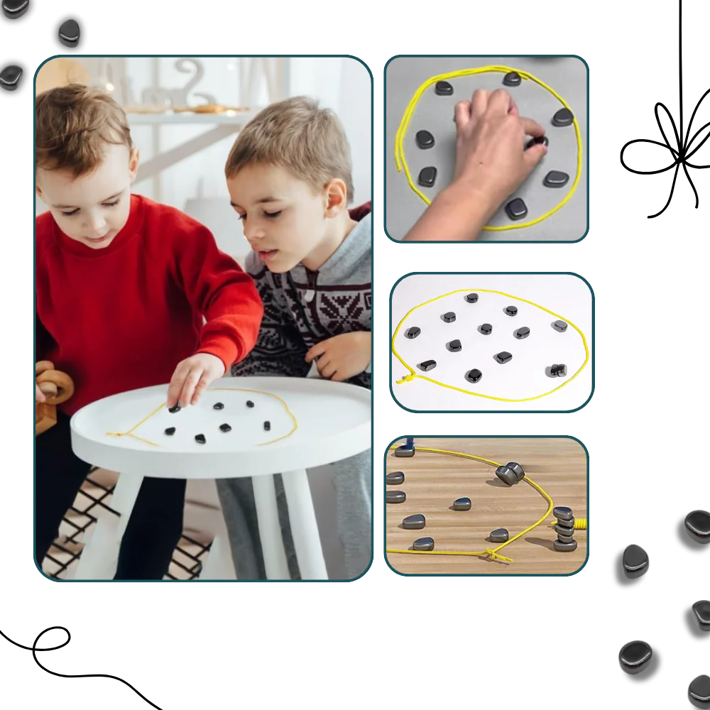 Magnetic Placement Game with Adjustable Rope Boundary and Storage Bag