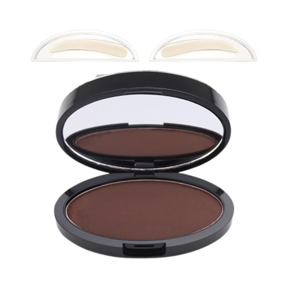 Eyebrow Stamp with Dual Shaped Stamps and Sponge Applicator, Waterproof Powder