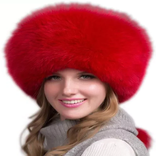 Fur Hat with Built-In Earmuffs and Full Head Coverage for Women