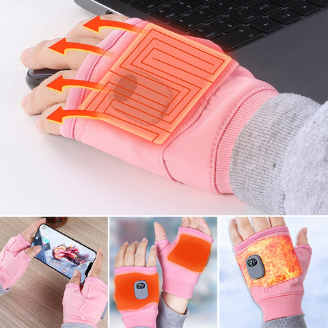 Heated Fingerless Gloves with Type-C Charging and Three Temperature Settings
