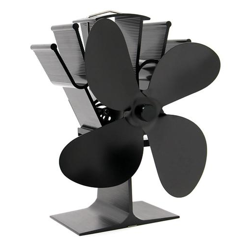 Wood Stove Fan with Thermoelectric Heat Generator and Auto Activation, 4-Blade Circulation