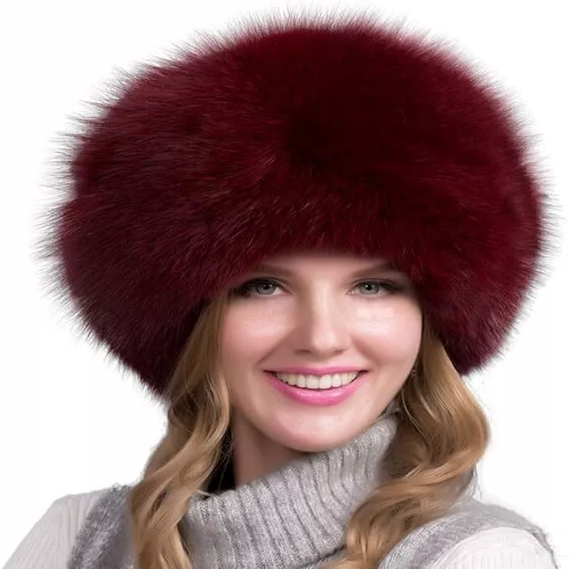 Fur Hat with Built-In Earmuffs and Full Head Coverage for Women