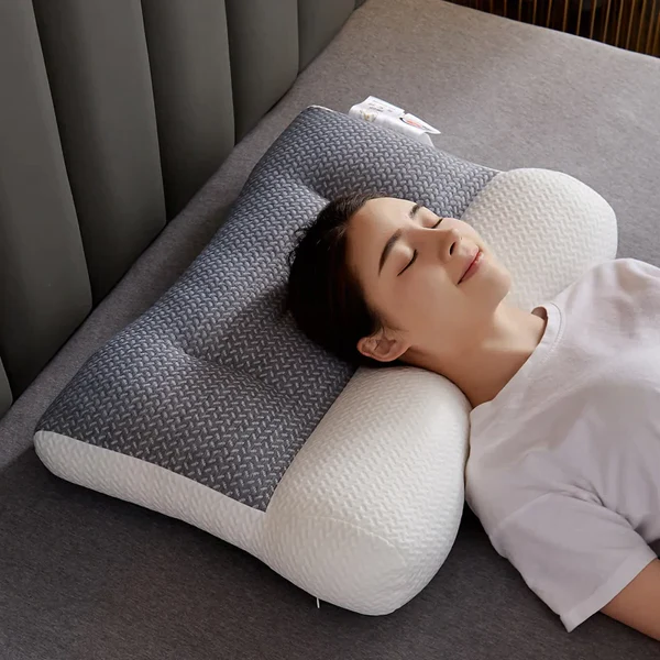 Contoured Neck Pillow with Ear Cutouts and Machine Washable Fill