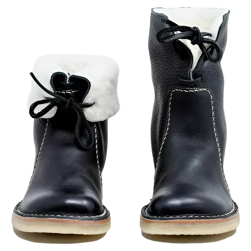 Winter Boots with Wool Lining and Natural Rubber Sole, Lace Closure