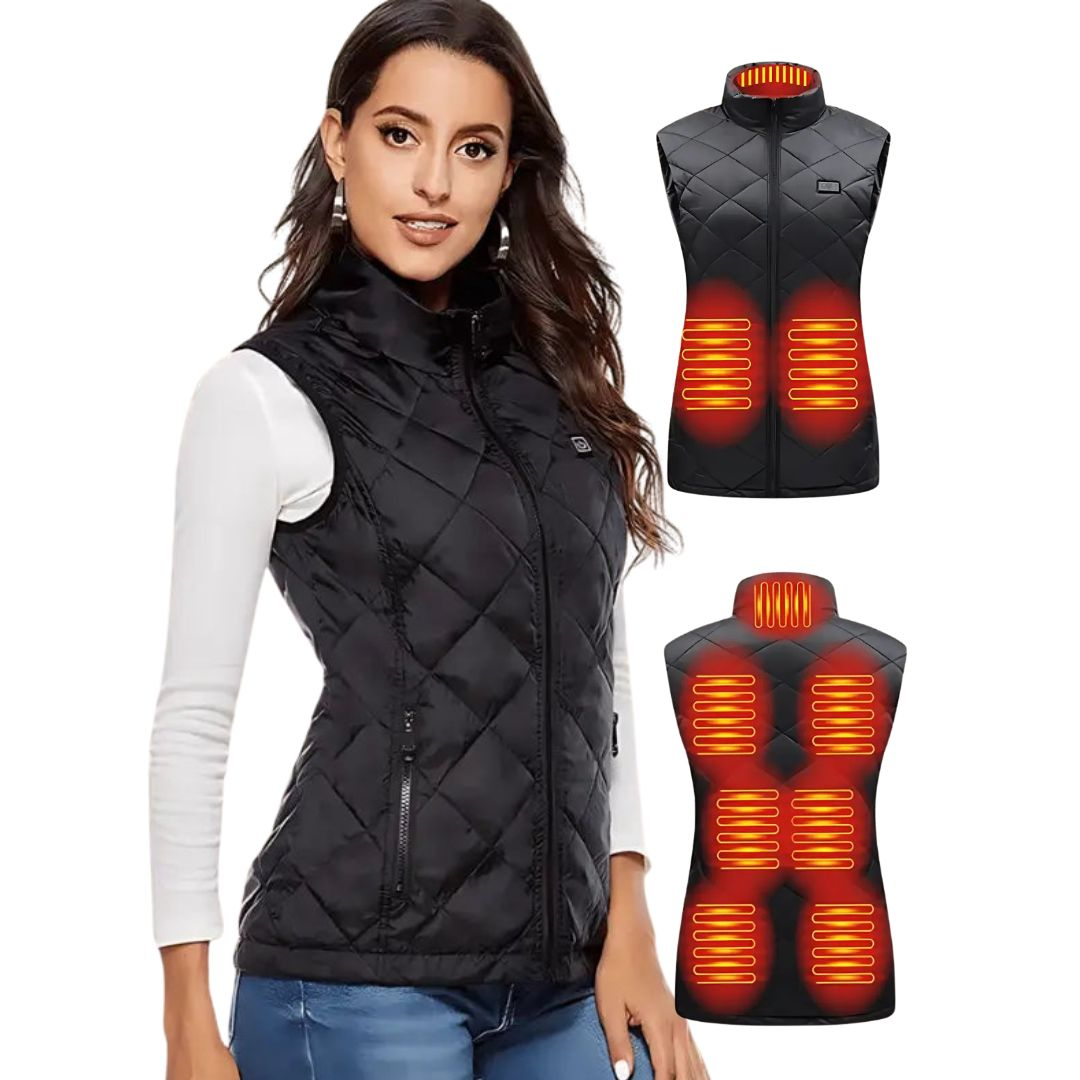 Rechargeable Heated Vest with Nine Heating Zones and Three Temperature Settings, 10-Hour Battery