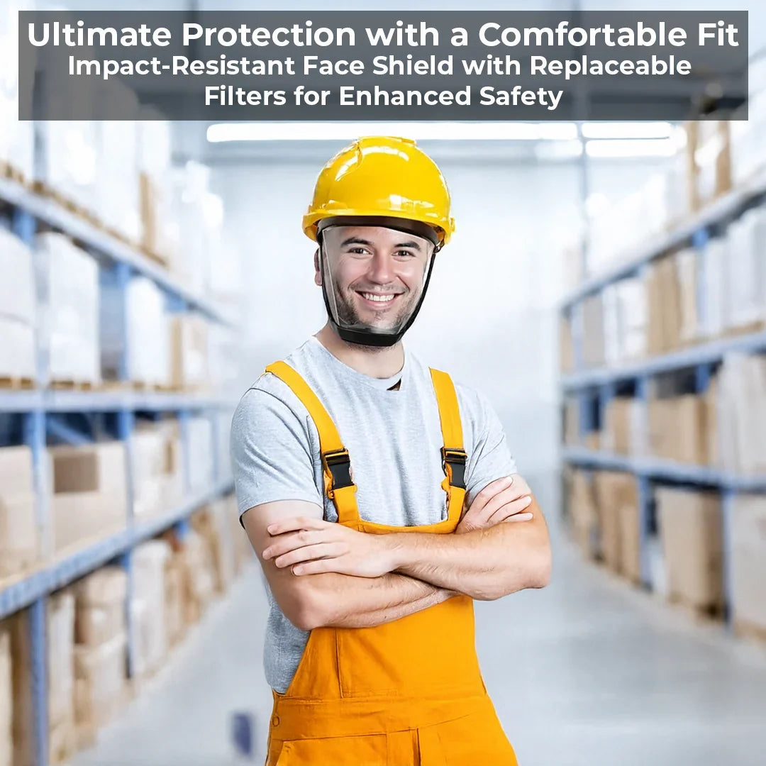 Polycarbonate Face Shield with Anti-Fog Coating and Adjustable Elastic Band