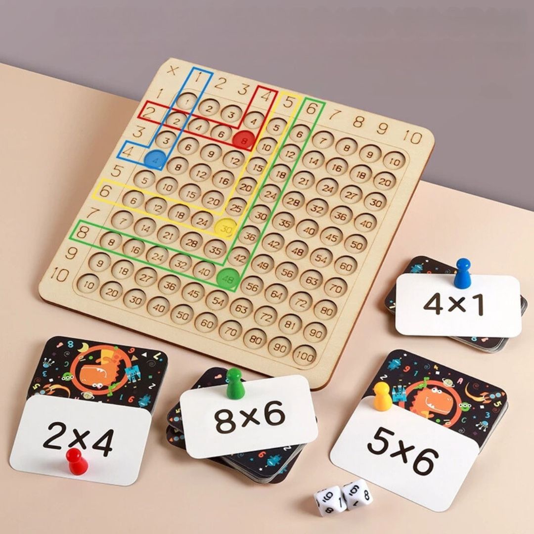 Wooden Number Learning Board for Counting, Addition and Multiplication