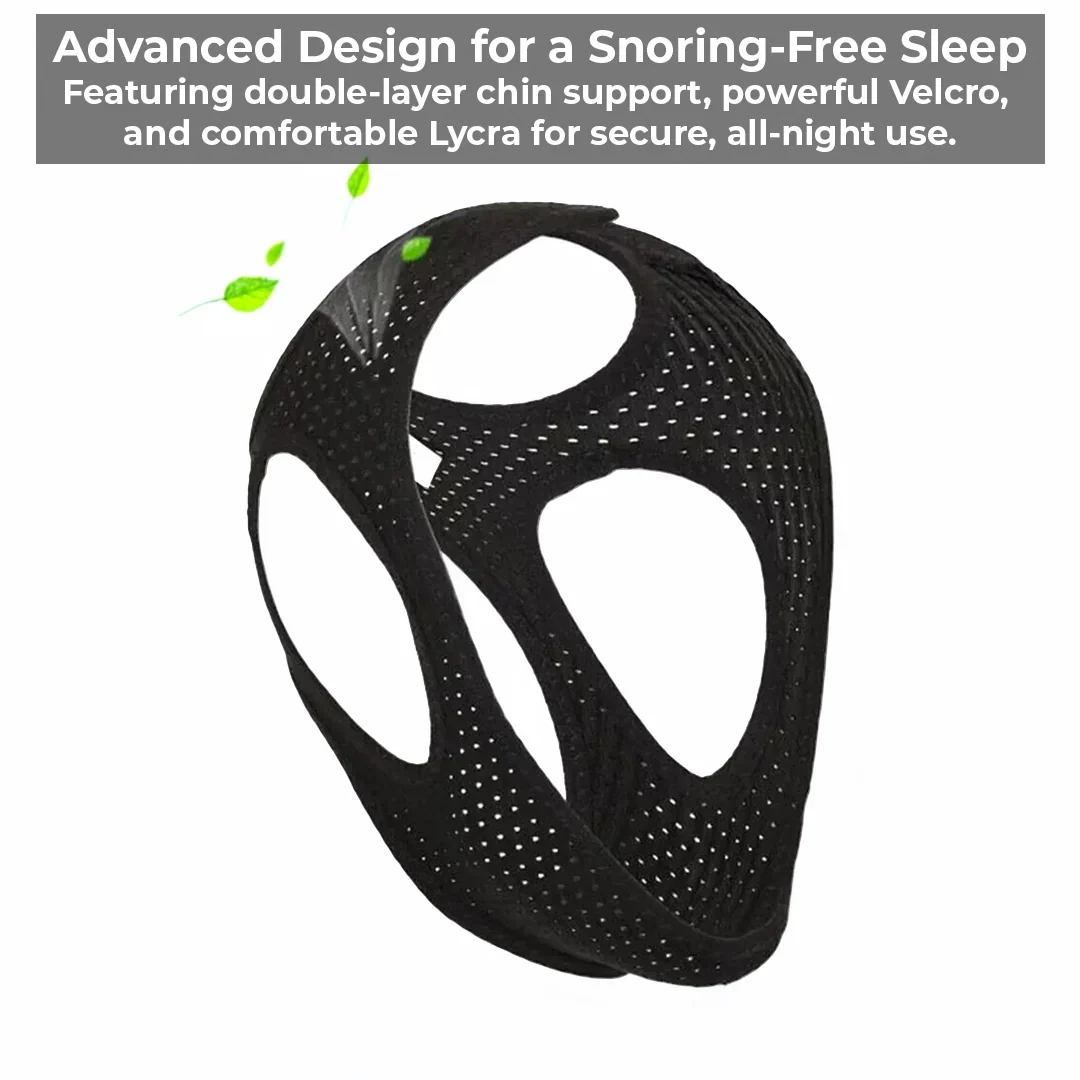 Anti Snoring Chin Strap with Adjustable Closure and Breathable Fabric, Washable Design