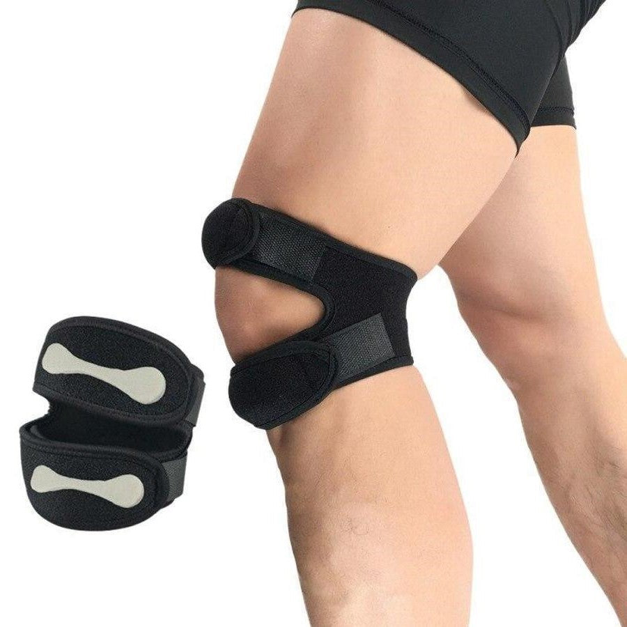Dual Band Knee Support with Silicone Compression Pads and Adjustable Straps