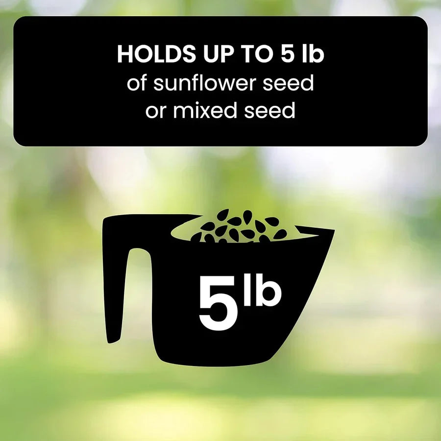 Rotating Perch Bird Feeder with Weight-Activated Spinning and Four Feeding Ports