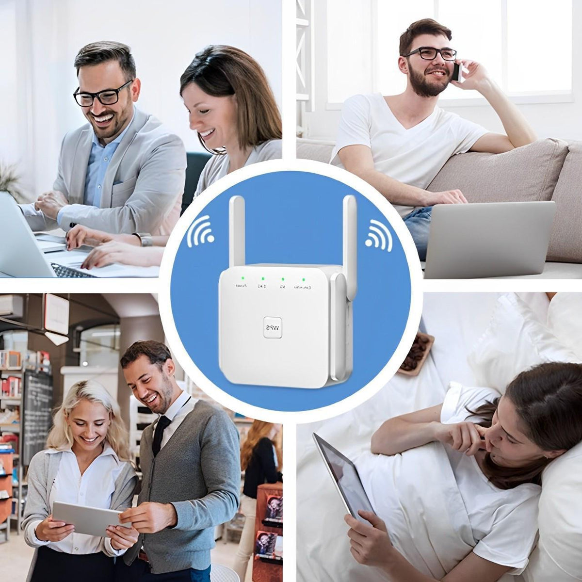 WiFi Network Repeater with Wall Penetrating Antenna and Easy WPS Setup