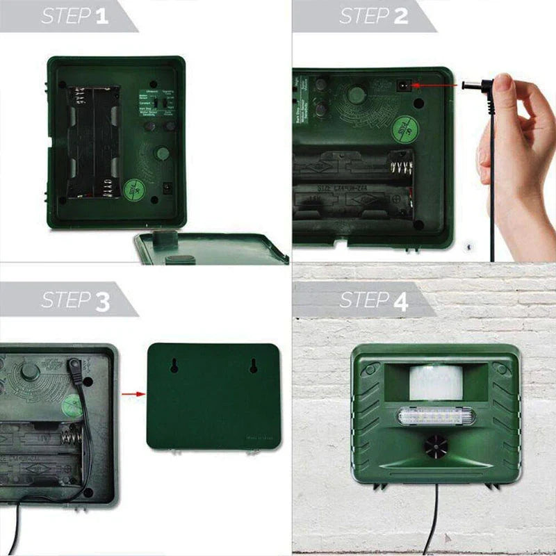 Ultrasonic Animal Repeller with Motion Sensor and 170-Degree Coverage for Gardens