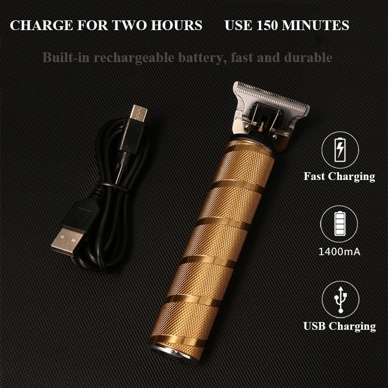 Cordless Hair Clipper Set with Ceramic Blades and Trimmer Attachment, 4 Guide Heads
