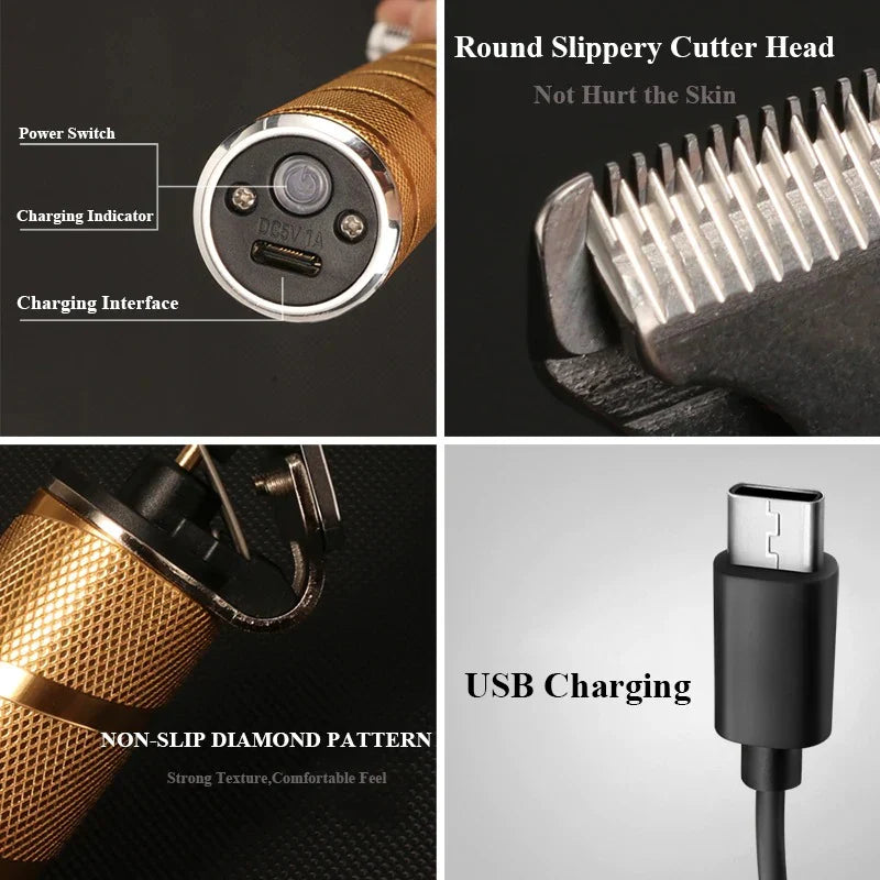 Cordless Hair Clipper Set with Ceramic Blades and Trimmer Attachment, 4 Guide Heads