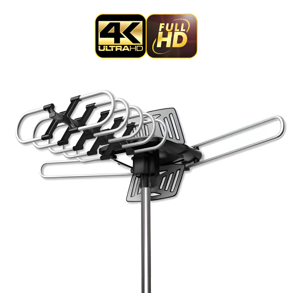 Motorized HD TV Antenna with Remote Control and 360 Rotation, 33ft Cable