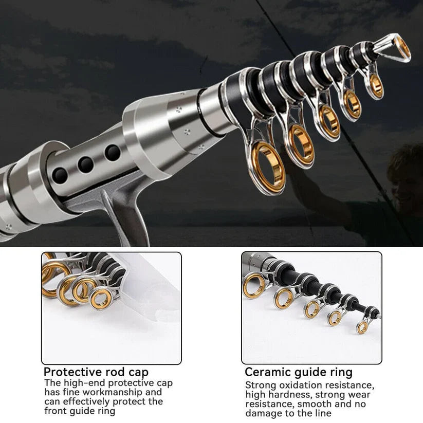 Telescopic Fishing Rod with Spinning Reel and Carrying Bag, Complete Combo Kit